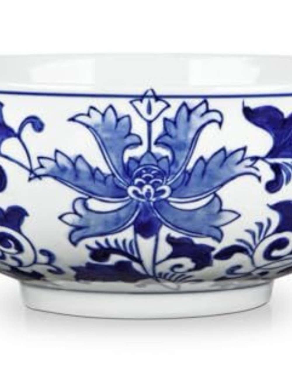 Hollyone Blue and White Floral Porcelain Bowl
